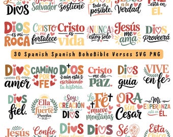Boho Spaanse bijbelvers SVG-bundel: christelijke citaten (digitale download)