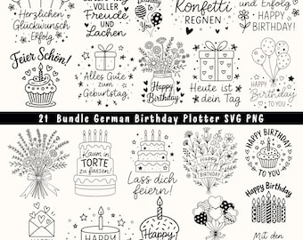 German Birthday SVG Bundle: Happy Birthday Lettering, Clip Art (Digital Download)