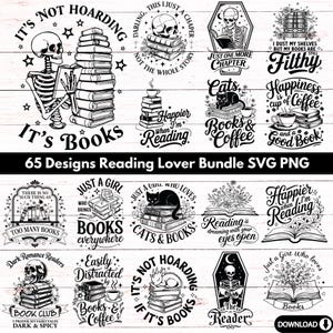 65 Reading SVG Bundle Magic Mystical Book Quotes | Floral Book Lover Book Dragon | Digital Download for Cricut Silhouette Svg Png Download