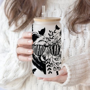 Mama Bear Libbey Glass Can Tumbler: Wildflower SVG File (Digital Download)