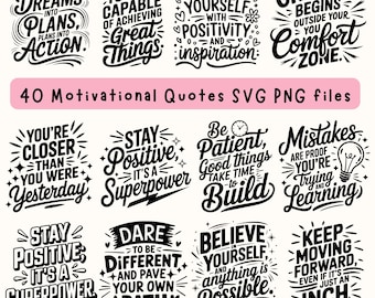 Motivational Quotes PNG Clipart Bundle: Positive Affirmations (Digital Download)