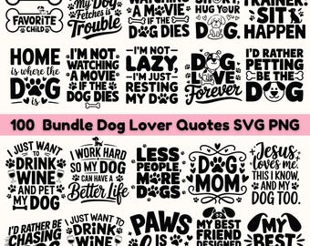 Paquete SVG con frases divertidas de perros: Diseños para amantes de las mascotas (descarga digital)