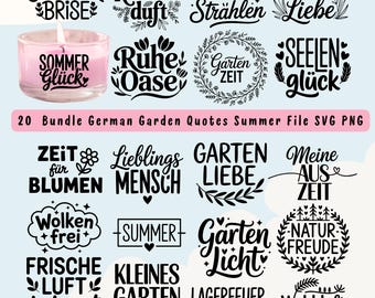 Garten Kerzentattoo SVG PNG Bundle Stumpenkerze Aufkleber Sommer Sprüche Sofortiger Digitaler Download Svg Png