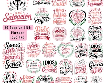 30 Spaanse bijbelvers SVG-bundel: inspirerende christelijke citaten (digitale download)