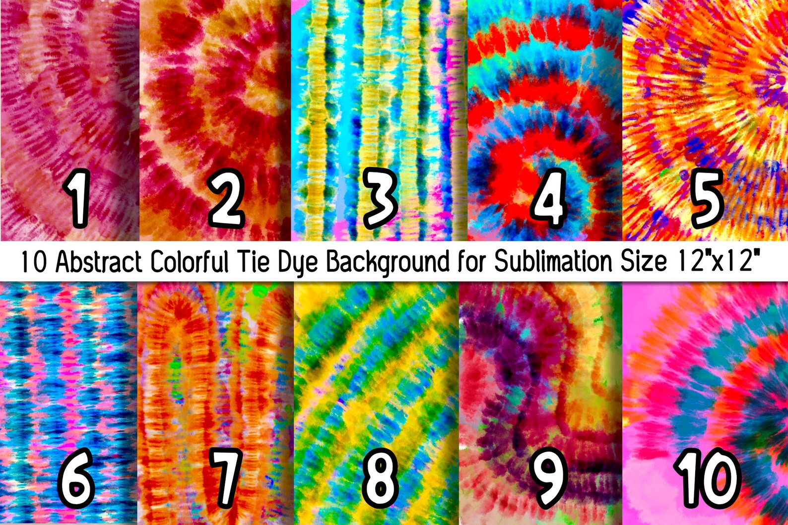 10 Tie Dye Digital Paper Groovy FunkyWhimsicalDigital Etsy