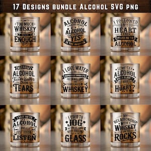 Könnte beinhalten: Ein Set mit 12 digitalen Designs mit humorvollen Zitaten über Alkohol, perfekt für die Erstellung von personalisierten Bechern, Tassen oder anderen Trinkgeschirr. Die Designs zeichnen sich durch eine Vielzahl von Schriftarten und Stilen aus, wobei einige Sterne, Herzen und andere dekorative Elemente enthalten.