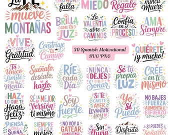 30 Spanish Motivational Quotes SVG Bundle: Inspirational Frases (Digital Download)