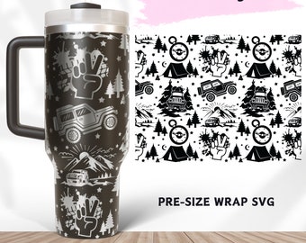 Diseño de envoltura grabada con láser para vaso todoterreno (SVG, PNG)