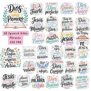 30 Spanish Bible Verse SVG Bundle: Inspirational Christian Quotes (Digital Download