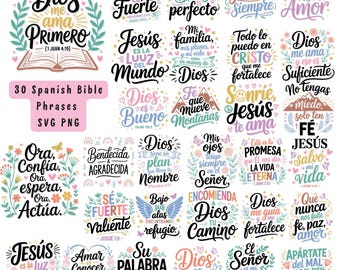 30 Spaanse bijbelvers SVG-bundel: inspirerende christelijke citaten (digitale download)