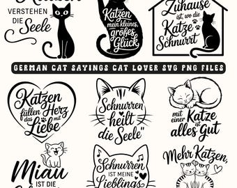 Funny German Cat Quotes SVG Bundle: Cat Lover Gift (Digital Download
