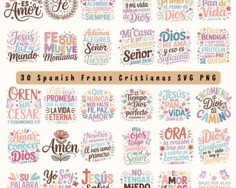 Stickers versets bibliques espagnols : citations florales chrétiennes PNG (téléchargement numérique)