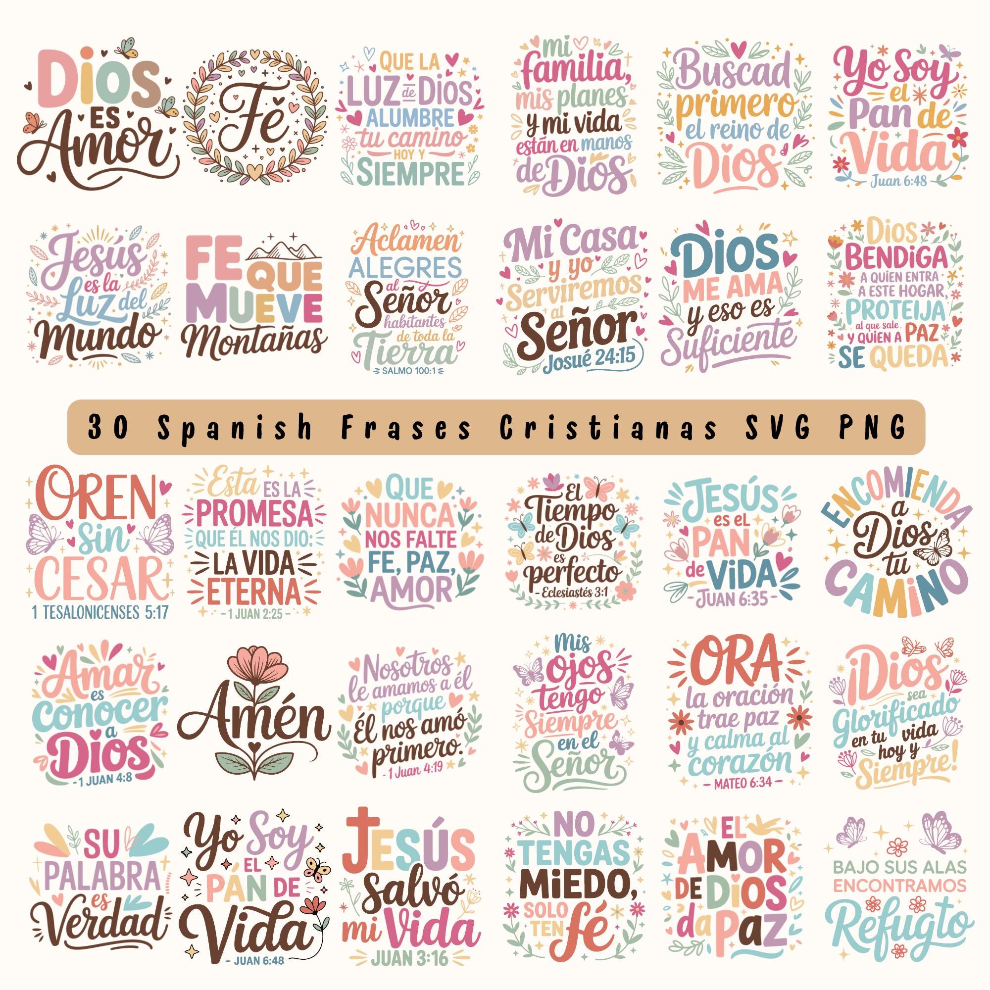 Spanish Bible Verse Stickers: Christian Floral Quotes PNG (digital  Download) - Etsy, image size:2000x2000