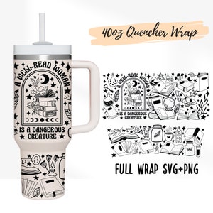 2 Designs 40oz Quencher Stanley Full Wrap Tumbler Booktrovert SVG | Magic Reading png | Book Lover SVG |40 oz SVG Cricut Silhouette Template