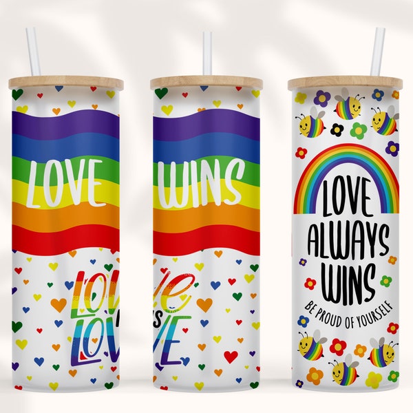 2 Files 16 oz Libbey Glass Can Sublimation Design Rainbow Pride ,Pride tumbler png, LGBT tumbler, LGBT Glass can,Love is love PNG Waterslide