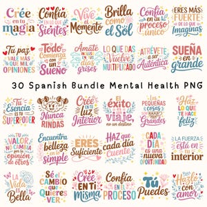 30 Spanish Motivational Quotes SVG Bundle: Inspirational Frases (Digital Download)