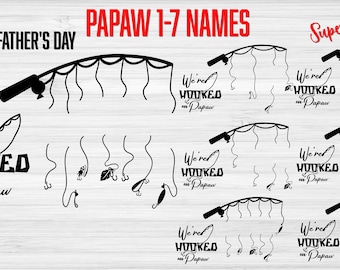 Hooked on Papaw SVG PNG-bundel, Vaderdagviscadeau (digitale download)
