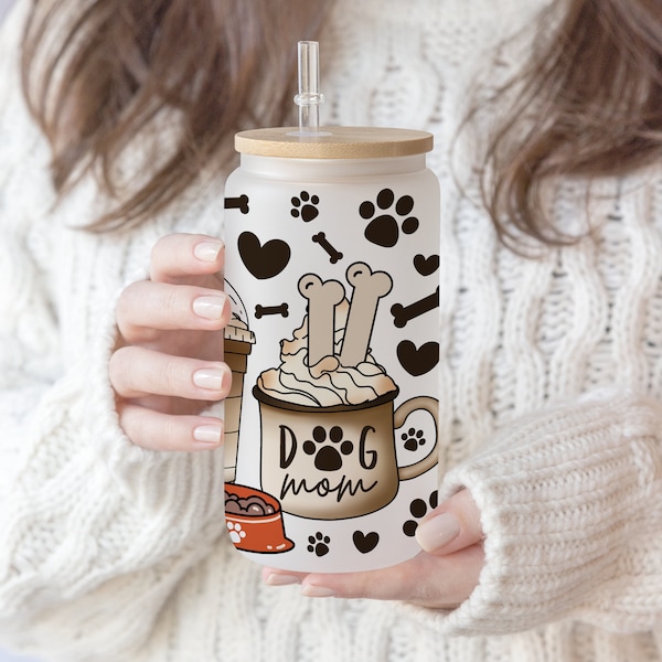4 Files 16 oz Libbey Beer Glass Can Hand drawn Dog Mom Doodle Mom Dog lover Coffee Christmas Mom coffee lover Dog Dad Coffee Pen wrap