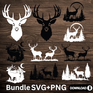 5 Designs Bundle Deer Hunting Svg | Nature Deer Svg | Mountains Deer Hunting | Deer Hunter Hunting Life Bundle Silhouette PNG SVG Download