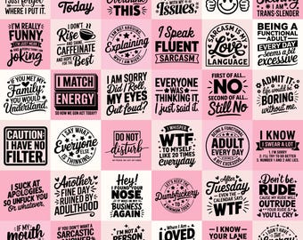Sarcastic Quotes SVG Bundle: Funny Sarcasm Designs (Digital Download)