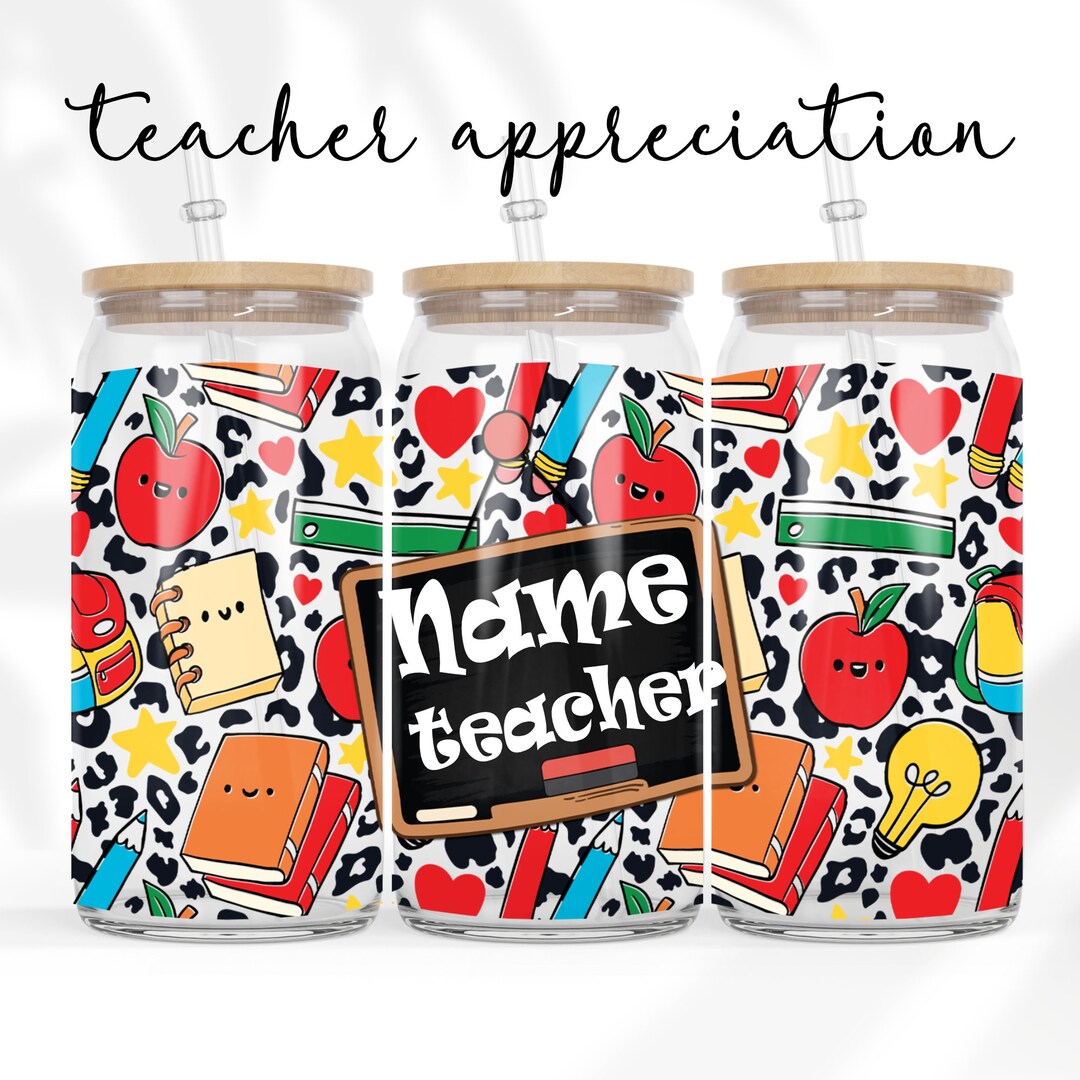 6 Files 16 Oz Libbey Glass Can Tumbler Sublimation Seamless Teacher