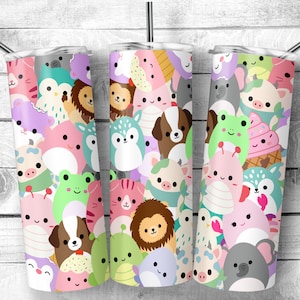 20 25 oz Skinny Tumbler frosted glass Squishmallow Girl | Rainbow Squishmallow Girl | Animal Cute Kawaii Squishmallows digital download PNG