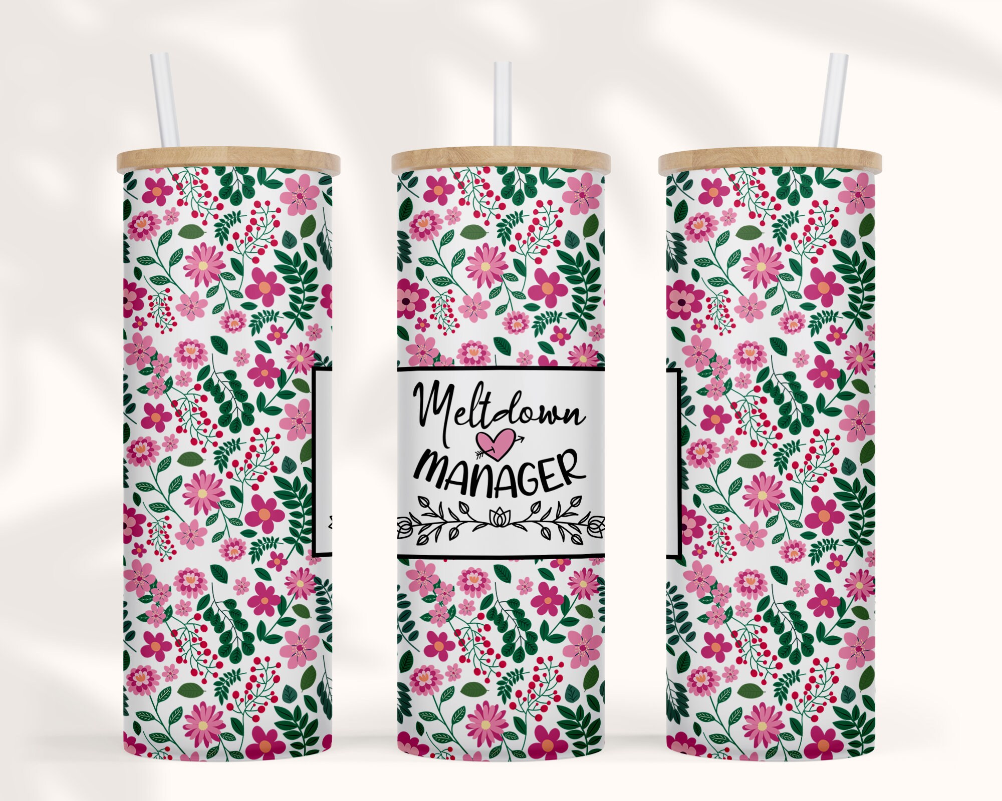 20 25 Oz Frosted Glass Sublimation Tumbler Meltdown Manager Etsy