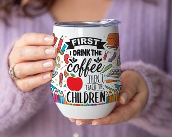 12 oz Sublimation Wine Tumbler Design Teacher Coffee Cup Wrap | Seamless Teacher gifts | Gift for Mom 12oz Mother day | Teach Lover PNG