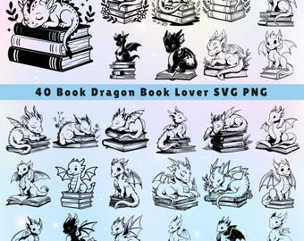 Buch Dragon SVG - Schlafender Drache Clipart (digitaler Download)