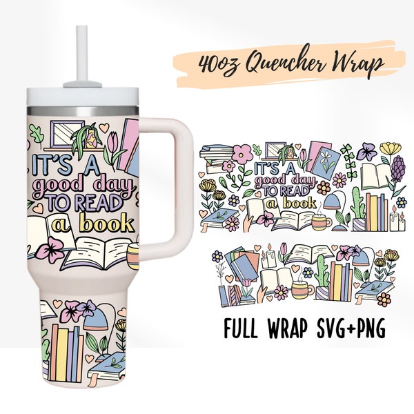 2 Designs 40oz Quencher Stanley Full Wrap Tumbler Booktrovert SVG | Reading png | Book Lover SVG | 40 oz SVG Cricut Silhouette Template