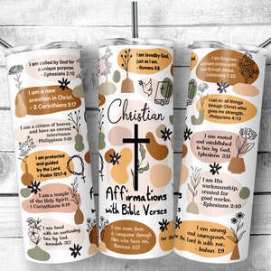 Christian Affirmations Tumbler Designs: involucro con versetti della Bibbia (download digitale)