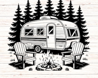 Camping SVG PNG Bundle: RV Campfire Clipart (Digital Download