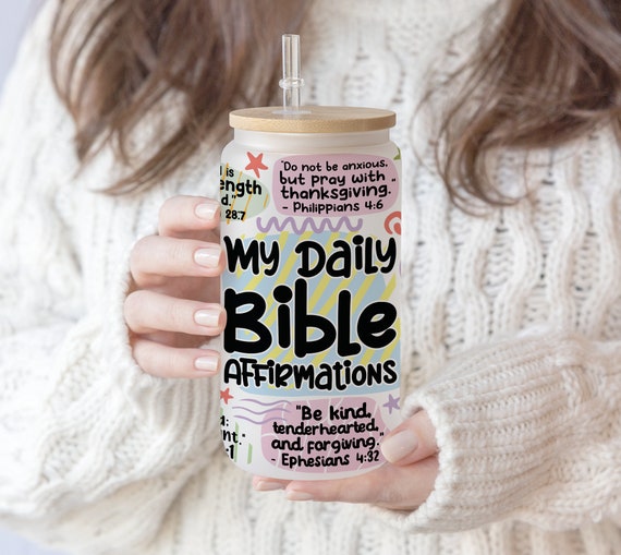 16 20 25oz Libbey Glass Can Tumbler Sublimation My Daily Christ Affirmations Bible Verse Positve | Self Love Bible Inspiration l PNG file