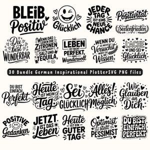 German Inspirational Quotes SVG Bundle: Positive Sayings for Cricut & Silhouette (Digital Download)