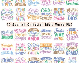 30 Spanish Bible Verse Christian Quotes SVG PNG (Digital Download)
