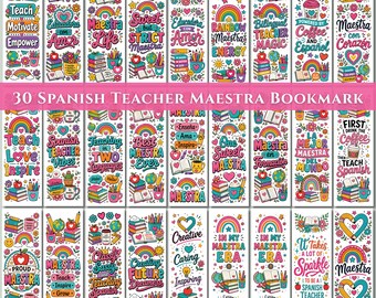 30 Spanish Maestra Teacher Bookmark PNG (Digital Download)