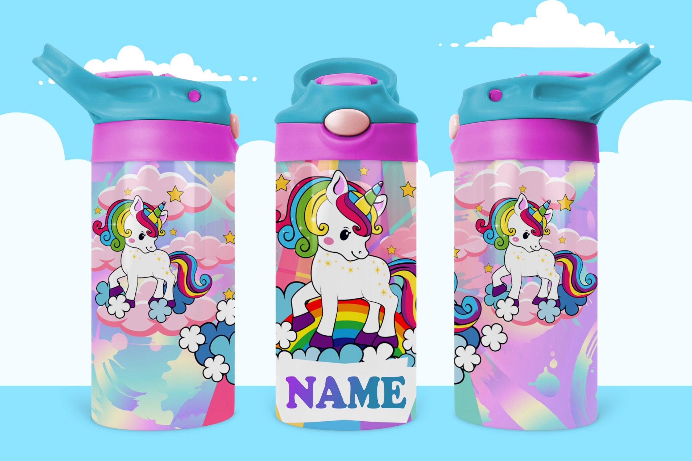 Kids Water Bottle 12 Oz Kid 20oz Sublimation Png Birthday Gift for Girl  Skinny Unicorn Png,sublimation Digital Download,flip Top Sippy Cup 