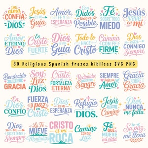12 Spanish Religious SVG PNG Bundle | Frases religiosas Inspirational Bible Verses in Spanish | Digital Download for Cricut & Sublimation