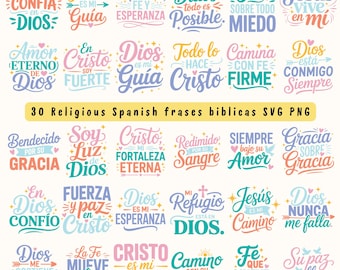 30 Spanish Bible Verse SVG Bundle: Religious Inspirational Quotes (Digital Download)