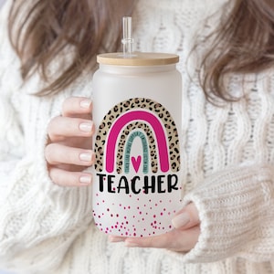 7 files 16 oz Libbey Glass Can Tumbler Sublimation Design Good Teacher , Glitter Gift for teacher,Name Teacher png, gift for mom, mother day