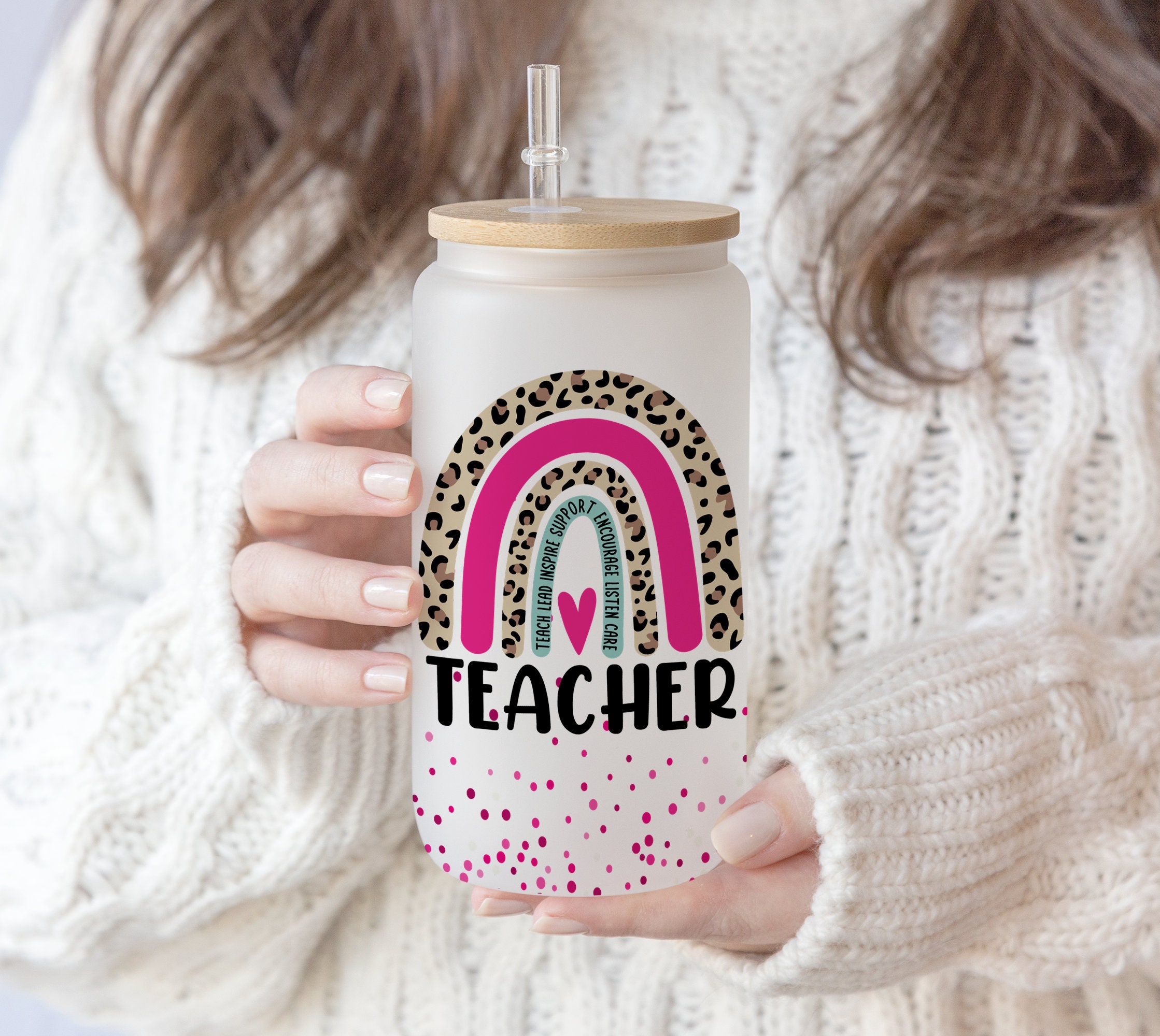 7 files 16 oz Libbey Glass Can Tumbler Sublimation Design Good Teacher , Glitter Gift for teacher,Name Teacher png, gift for mom, mother day