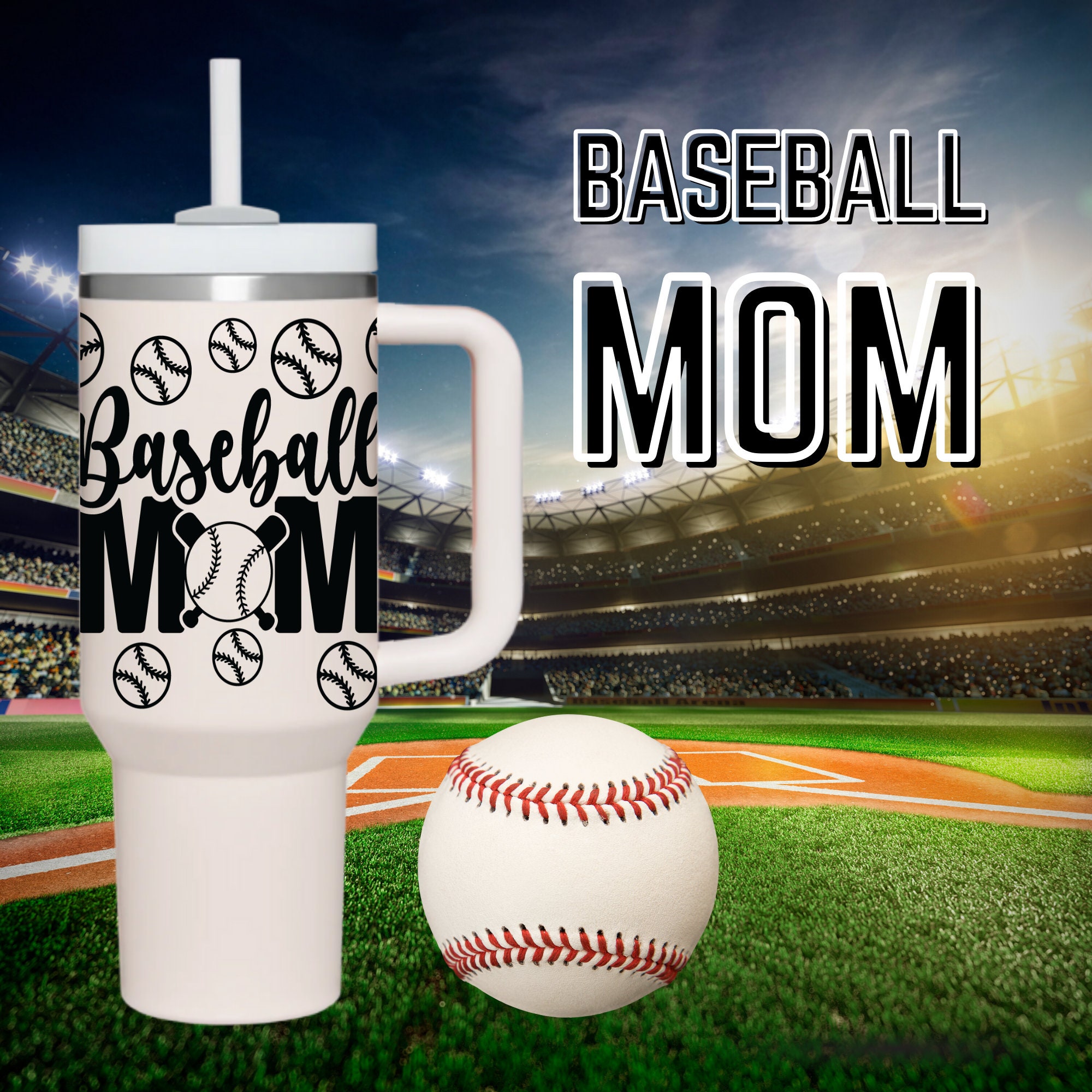 40 oz. Softball Mom Tumbler w/Handle – Stay Sassy Designs
