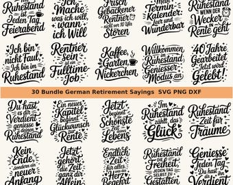 Deutsche Ruhestand SVG PNG Bundle Rentner Sprüche Sofortiger Digitaler Download Svg Png