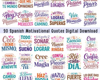 30 Bundle Latina Quotes SVG Spanish Inspirational Sayings (Digital Download)