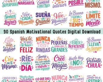 30 Spanish Bundle Motivational Latina Quotes SVG (Digital Download)