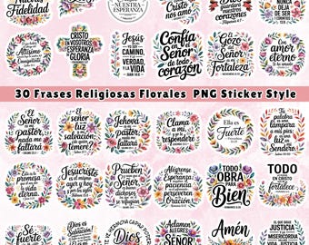 30 Spanish Bible Verse PNG Bundle: Christian Phrases, Frases Cristianas (Digital Download)