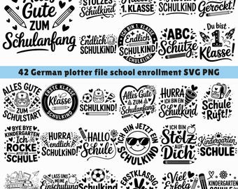 42 Bundle German Plotter file School Enrollment | German Schulkind svg png (Digital Download)