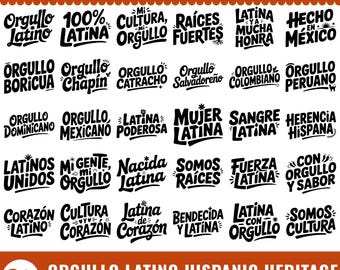 30 Orgullo Latino SVG Bundle | Hispanic Heritage Month | Latina Pride Shirt Cut Files PNG DXF (Digital Download)