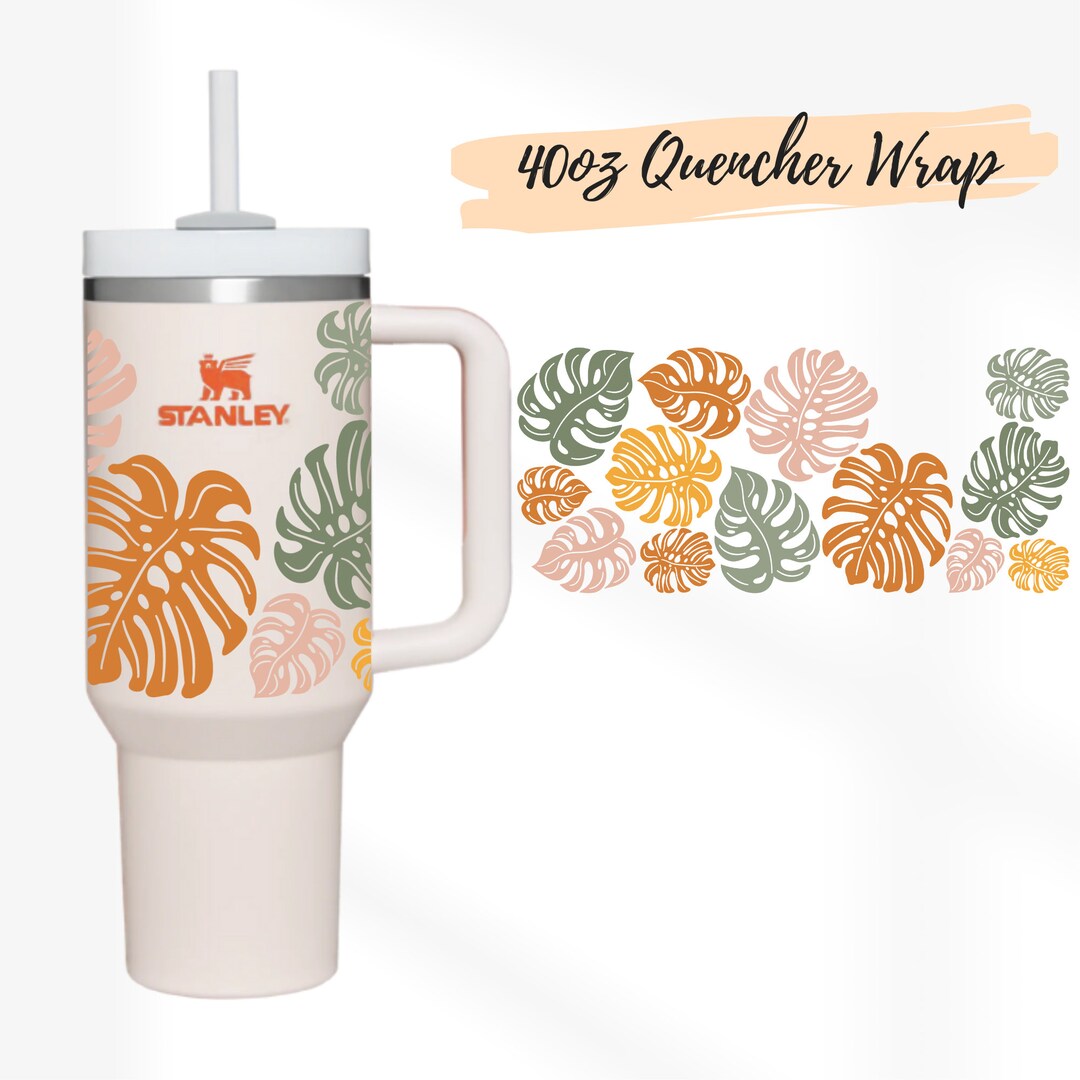 2 Designs 40oz Quencher Stanley Tumbler Wrap Boho Monstera Flower ...