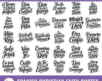 30 Spanish Christian Quotes SVG Bundle | Frases Cristianas en Español | Faith Shirt Mug Cut Files PNG DXF (Digital Download)